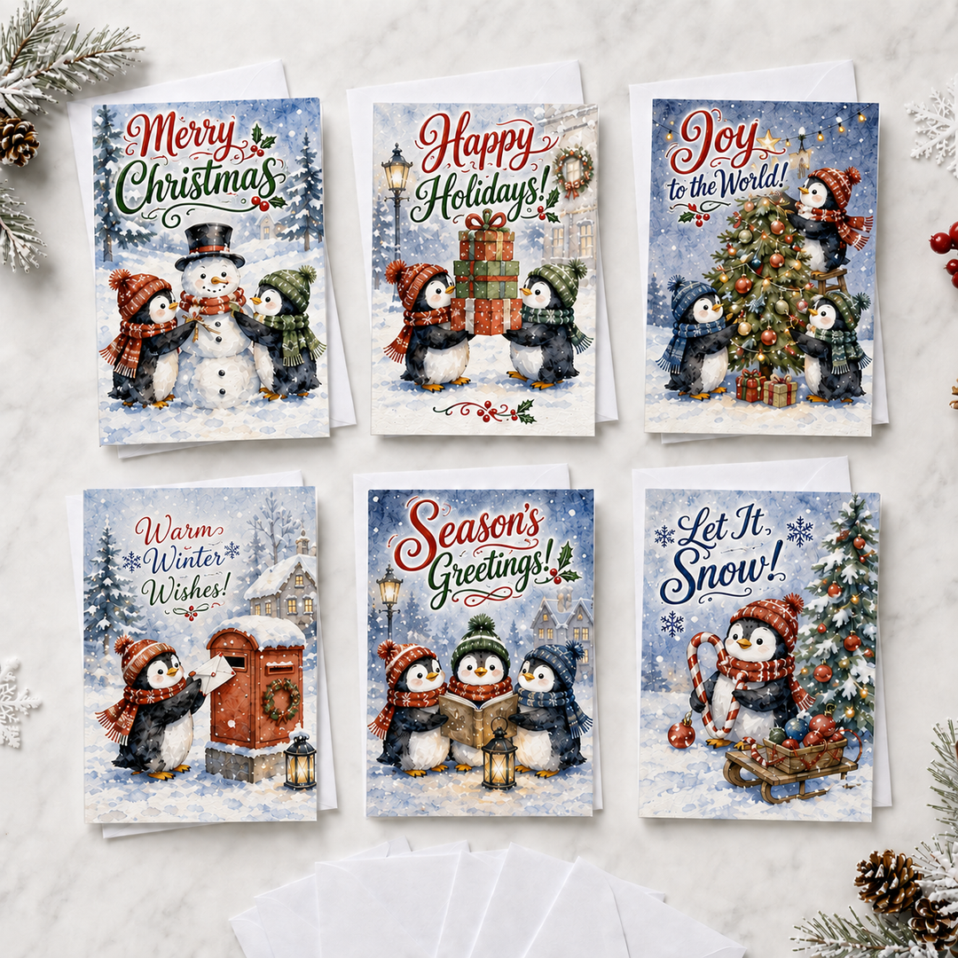 Snowy Christmas Christmas Cards Assortment, Set of 6 - Holiday Greeting Cards GC0TL008