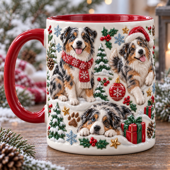 Snowy Christmas Aussie Christmas 3D Effect Printed Accent Mug NCU0TM139