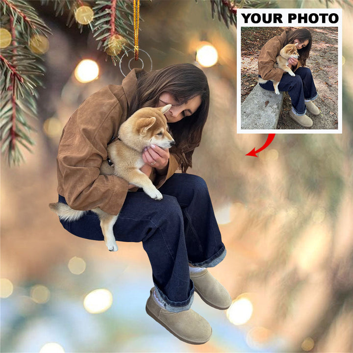Snuggly Paws - Personalized Photo Mica Ornament - Christmas Gift For Pet Lovers