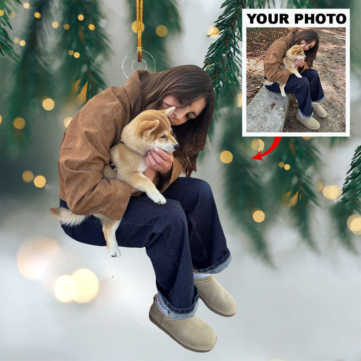 Snuggly Paws - Personalized Photo Mica Ornament - Christmas Gift For Pet Lovers