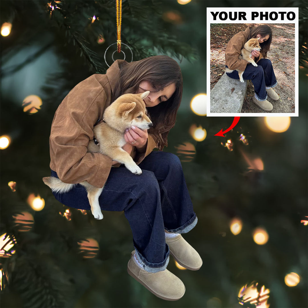 Snuggly Paws - Personalized Photo Mica Ornament - Christmas Gift For Pet Lovers