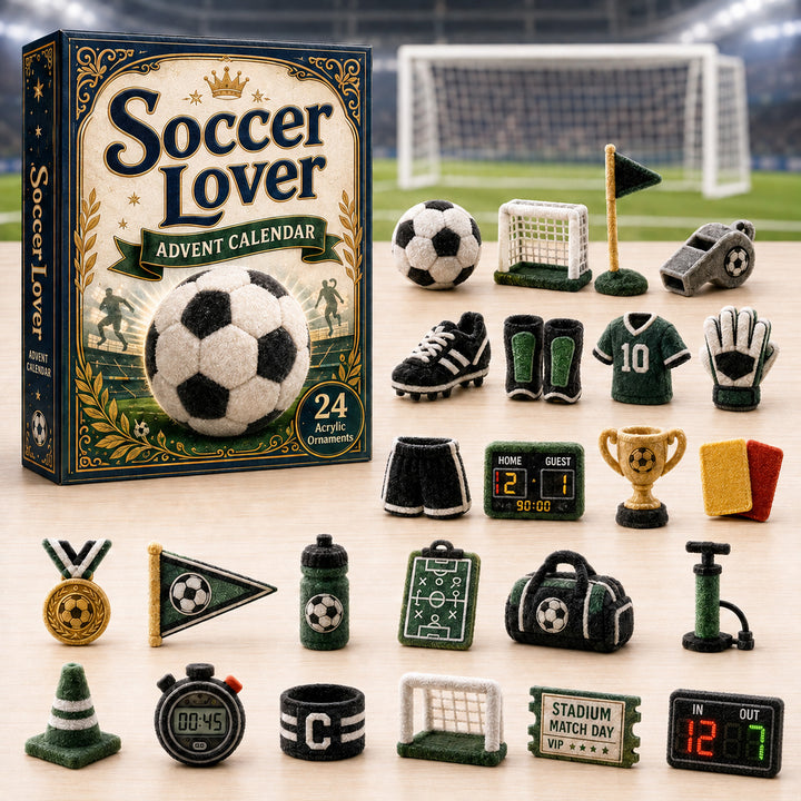 CHRISTMAS KICKOFF 40% OFF - Soccer Lover Advent Calendar 2026 - 24-Day Festive Countdown, Acrylic Charms Blind Box - Gift For Sports Lovers
