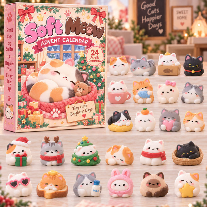 CHRISTMAS KICKOFF 40% OFF - Soft Meow Advent Calendar 2026 - 24-Day Festive Countdown, Acrylic Charms Blind Box - Gift For Kids AC0TH328