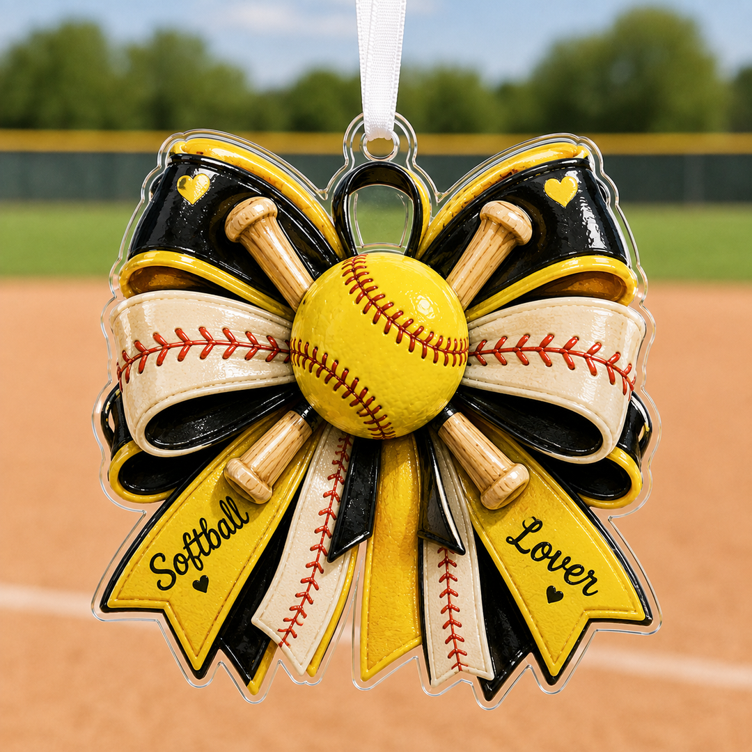 Softball Lover Bow Mica Ornament NCU0HA033