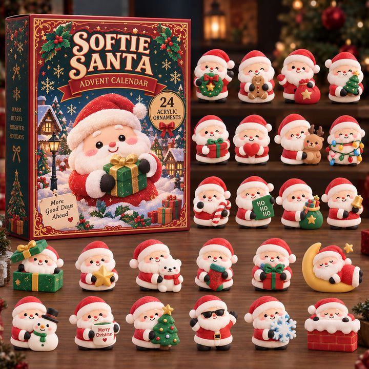 CHRISTMAS KICKOFF 40% OFF - Softie Santa Advent Calendar 2026 - 24-Day Festive Countdown, Acrylic Charms Blind Box - Gift For Kids AC0TM389