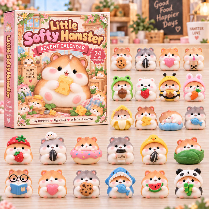 CHRISTMAS KICKOFF 40% OFF - Softy Hamster Advent Calendar 2026 - 24-Day Festive Countdown, Acrylic Charms Blind Box - Gift For Kids AC0TH325