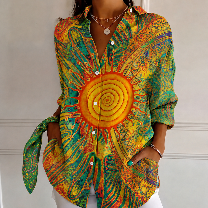Solar Harmony Women's Plus Size Casual Shirt Long Sleeve NCU0PT174
