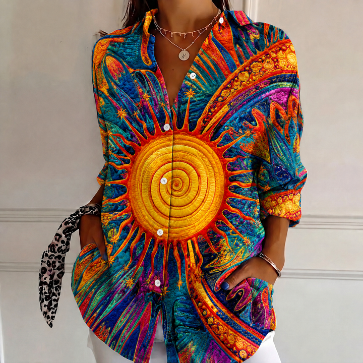 Solar Symphony Women's Plus Size Casual Shirt Long Sleeve NCU0PT175
