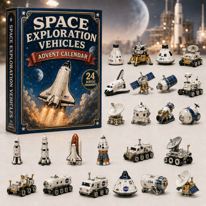 CHRISTMAS KICKOFF 40% OFF - Space Exploration Vehicles Advent Calendar 2026 - 24-Day Festive Countdown, Acrylic Charms Blind Box - Gift For Vehicle Lovers AC0TM229