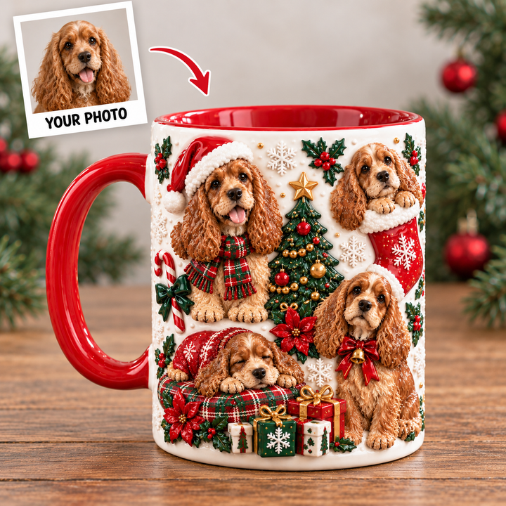Spaniel Christmas Personalized 3D Effect Printed Accent Mug UPL0TH012