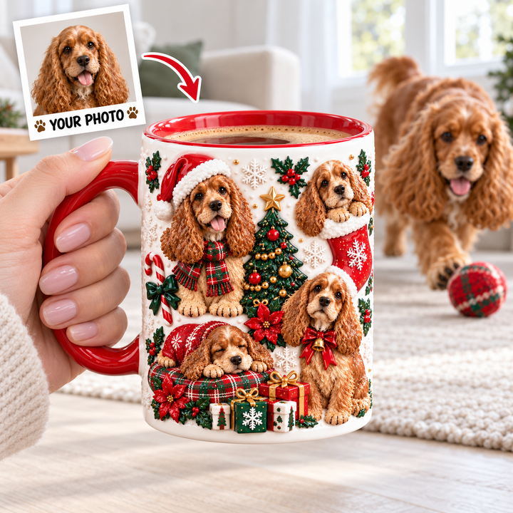 Spaniel Christmas Personalized 3D Effect Printed Accent Mug UPL0TH012