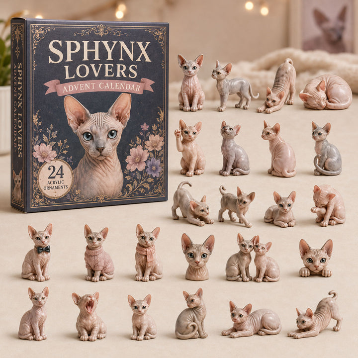 CHRISTMAS KICKOFF 40% OFF - Sphynx Lover Advent Calendar 2026 - 24-Day Festive Countdown, Acrylic Charms Blind Box - Gift For Cat Lovers