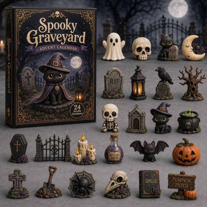 HALLOWEEN KICKOFF 40% OFF - Spooky Graveyard Advent Calendar 2026 - 24-Day Festive Countdown, Acrylic Charms Blind Box - Gift For Halloween Lovers AC0HA013