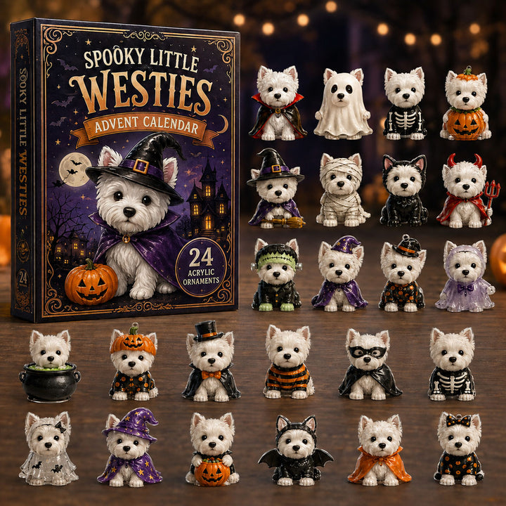 HALLOWEEN KICKOFF 40% OFF - Spooky Little Westies Advent Calendar 2026 - 24-Day Festive Countdown, Acrylic Charms Blind Box - Gift For West Highland Terrier Lovers AC0NT131