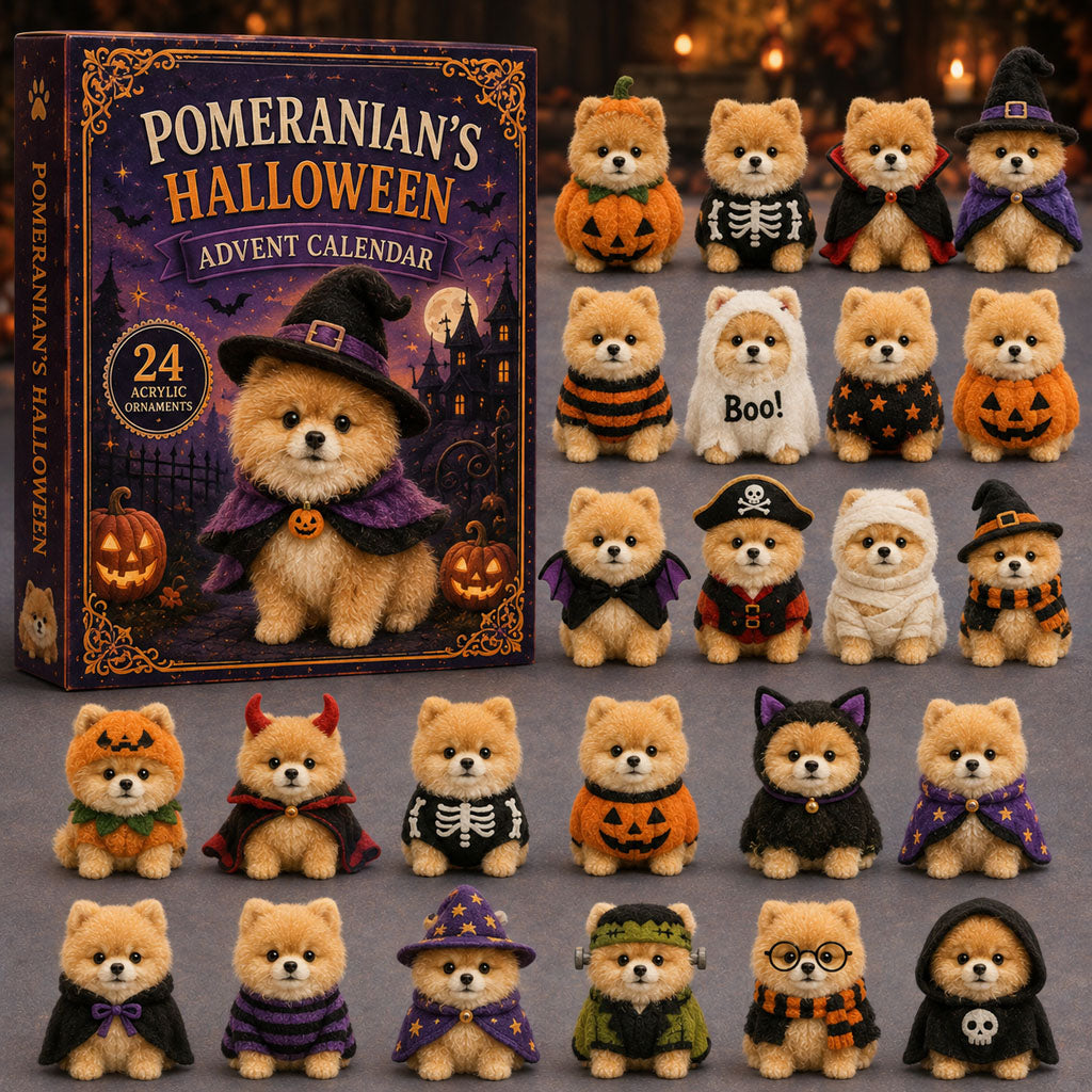 CHRISTMAS KICKOFF 40% OFF - Spooky Pomeranian Advent Calendar 2026 - 24-Day Festive Countdown, Acrylic Charms Blind Box - Gift For Dog Lovers AC0TM007