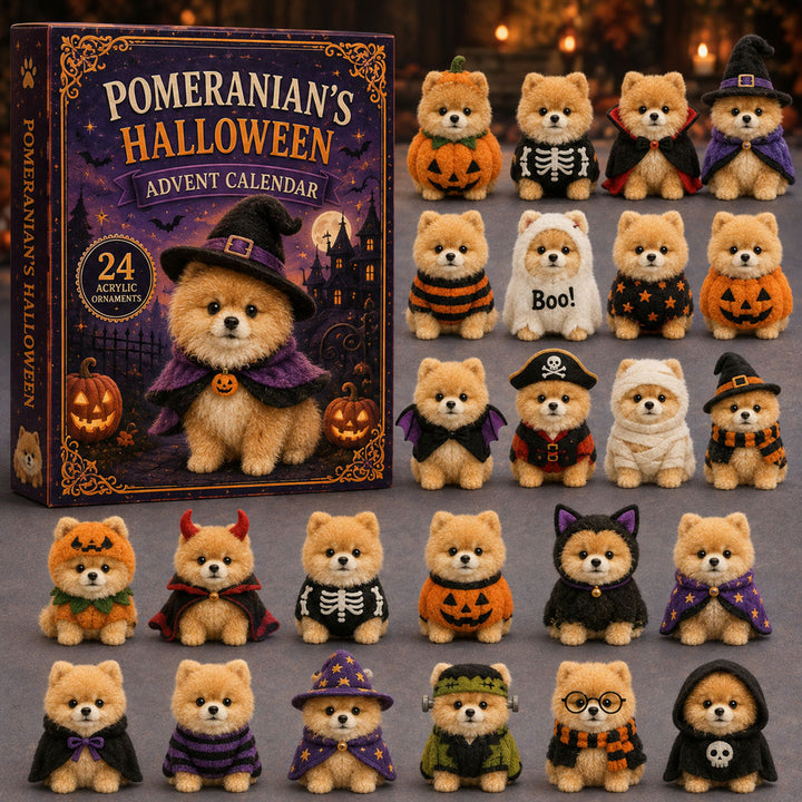 CHRISTMAS KICKOFF 40% OFF - Spooky Pomeranian Advent Calendar 2026 - 24-Day Festive Countdown, Acrylic Charms Blind Box - Gift For Dog Lovers AC0TM007