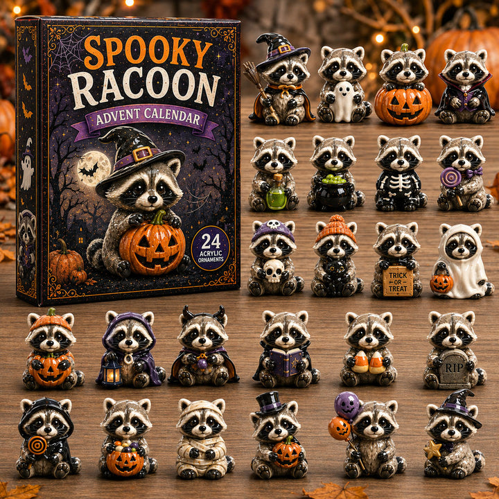 HALLOWEEN KICKOFF 40% OFF - Spooky Raccoon Halloween Advent Calendar 2026 - 24-Day Festive Countdown, Acrylic Charms Blind Box - Gift For Raccoon Lovers AC0TM120