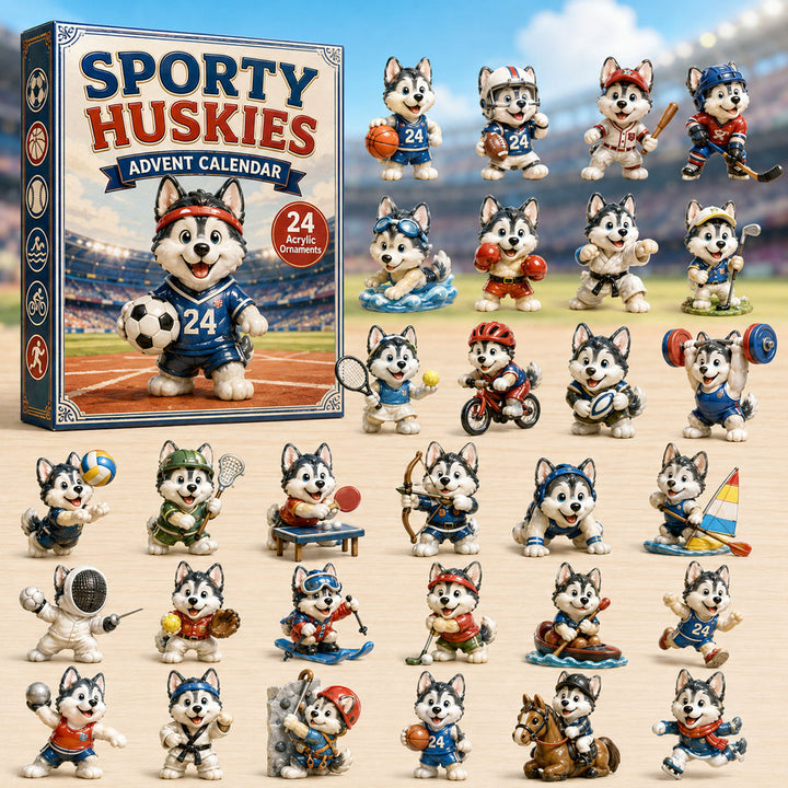 CHRISMAST KICKOFF 40% OFF - Sporty Huskies Advent Calendar 2026 - 24-Day Festive Countdown, Acrylic Charms Blind Box - Gift For Husky Lovers AC0HA100