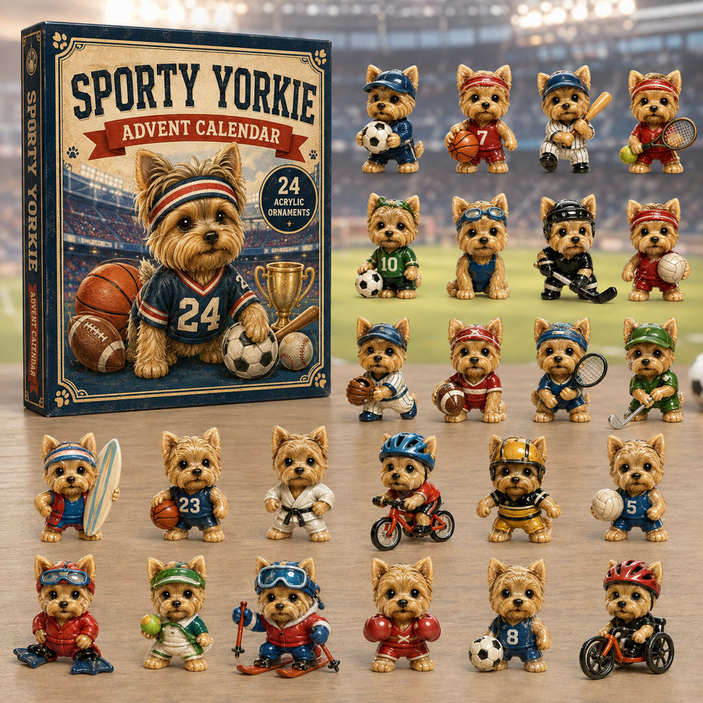 CHRISMAST KICKOFF 40% OFF - Sporty Yorkie Advent Calendar 2026 - 24-Day Festive Countdown, Acrylic Charms Blind Box - Gift For Dog Lovers AC0TM166