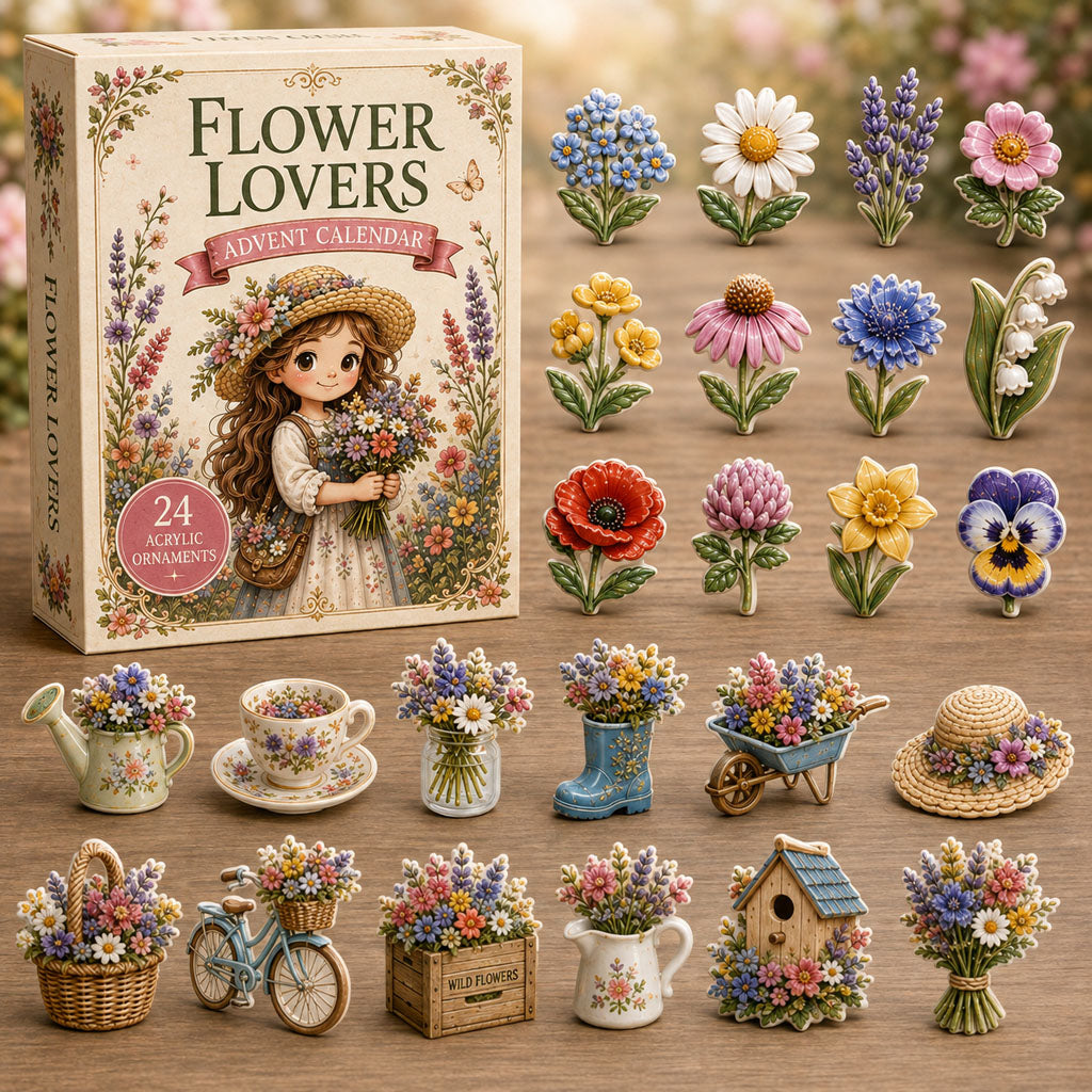 CHRISTMAS KICKOFF 40% OFF - Spring Flower Lovers Advent Calendar 2026 - 24-Day Festive Countdown, Acrylic Charms Blind Box - Gift For Gardening Lovers AC0TM038