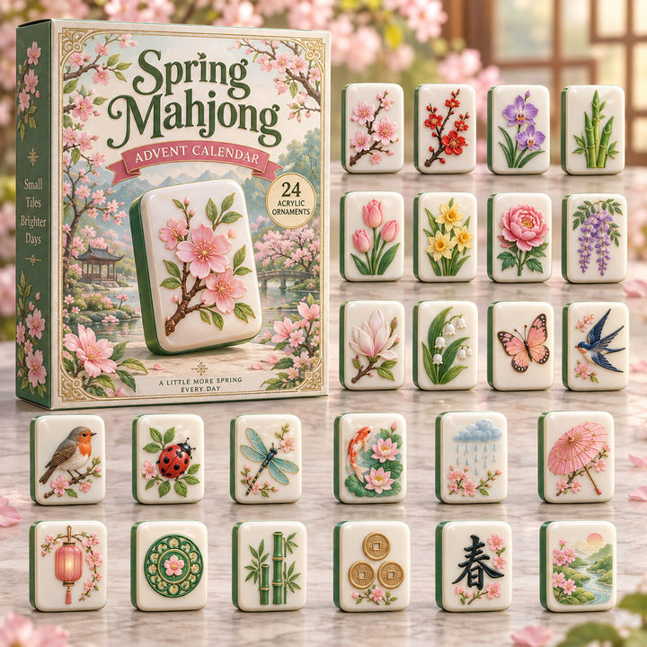 CHRISTMAS KICKOFF 40% OFF - Spring Mahjong Advent Calendar 2026 - 24-Day Festive Countdown, Acrylic Charms Blind Box - Gift For Mahjong Lovers AC0NT278