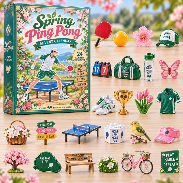 CHRISTMAS KICKOFF 40% OFF - Spring Ping Pong Advent Calendar 2026 - 24-Day Festive Countdown, Acrylic Charms Blind Box - Gift For Ping Pong Lovers AC0NT288