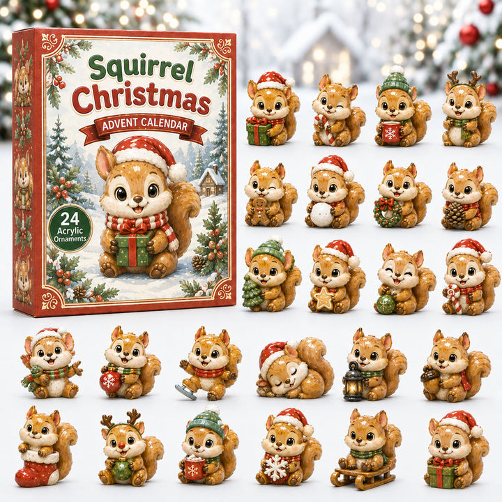 CHRISTMAS KICKOFF 40% OFF - Squirrel Christmas Advent Calendar 2026 - 24-Day Festive Countdown, Acrylic Charms Blind Box - Gift For Squirrel Lovers AC0HA153
