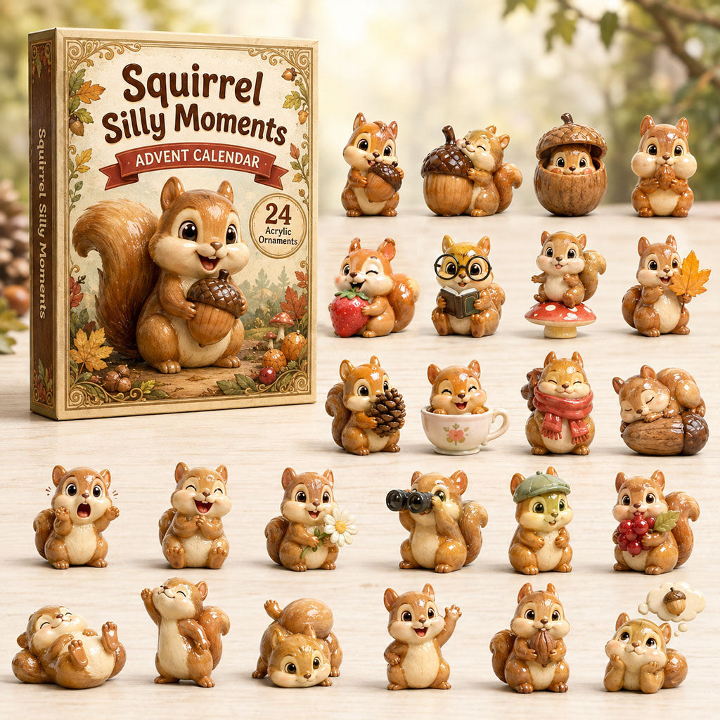 CHRISTMAS KICKOFF 40% OFF - Squirrel Silly Moments Advent Calendar 2026 - 24-Day Festive Countdown, Acrylic Charms Blind Box - Gift For Squirrel Lovers AC0HA154