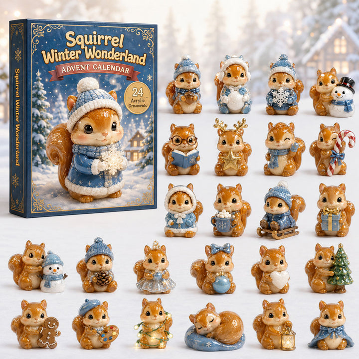 CHRISTMAS KICKOFF 40% OFF - Squirrel Winter Wonderland Advent Calendar 2026 - 24-Day Festive Countdown, Acrylic Charms Blind Box - Gift For Squirrel Lovers AC0HA155