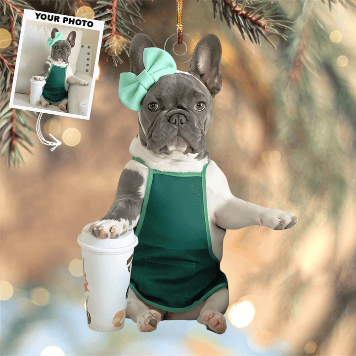 Star Barista - Personalized Photo Mica Ornament - Gift For Dog Lovers, Pet Lovers, Dog Mom, Dog Dad