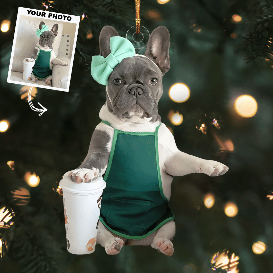 Star Barista - Personalized Photo Mica Ornament - Gift For Dog Lovers, Pet Lovers, Dog Mom, Dog Dad