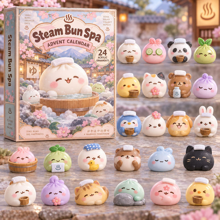 CHRISTMAS KICKOFF 40% OFF - Steam Bun Spa Advent Calendar 2026 - 24-Day Festive Countdown, Acrylic Charms Blind Box - Gift For Steam Bun Lovers AC0TM379