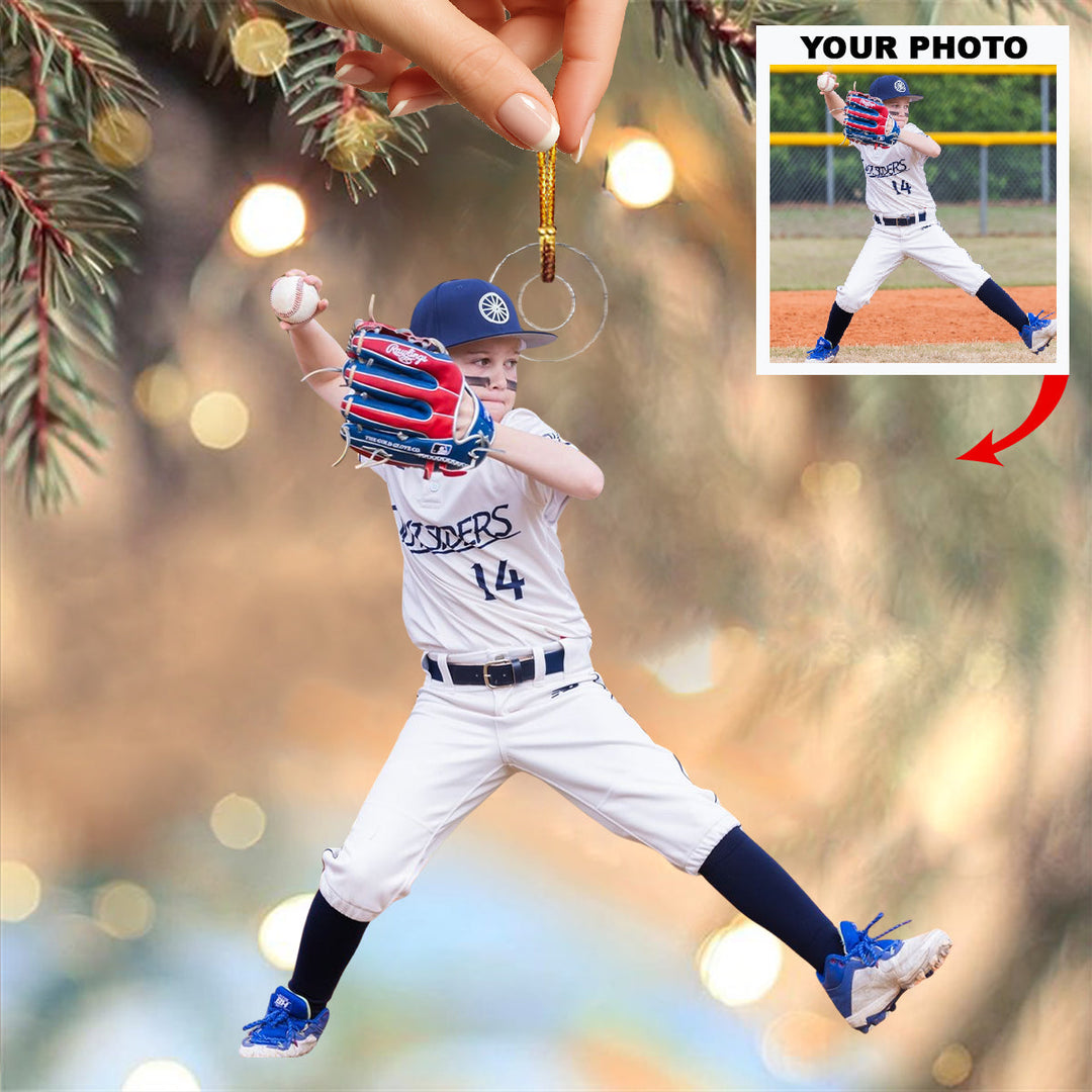 Strike Pitch - Personalized Photo Mica Ornament - Christmas Gift For Sport Loving Kids