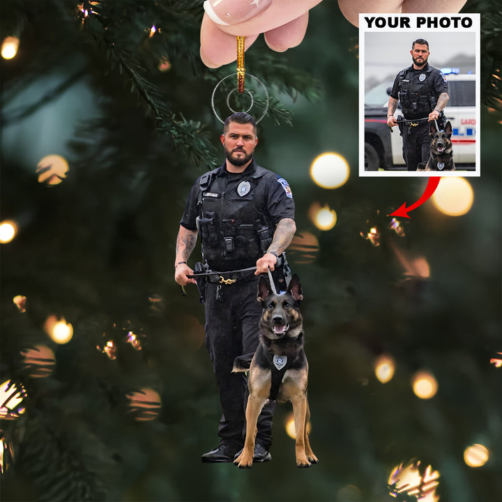 Strong Comrade - Personalized Photo Mica Ornament - Christmas Gift For Policeman