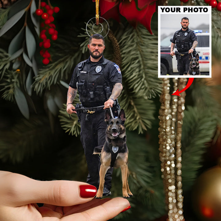 Strong Comrade - Personalized Photo Mica Ornament - Christmas Gift For Policeman