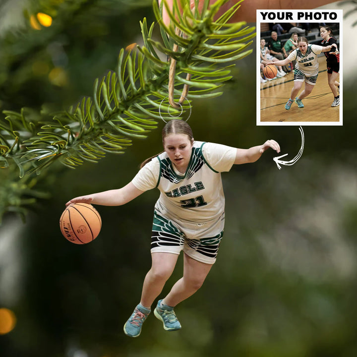 Strong Handle Push - Personalized Photo Mica Ornament - Christmas Gift For Family Members