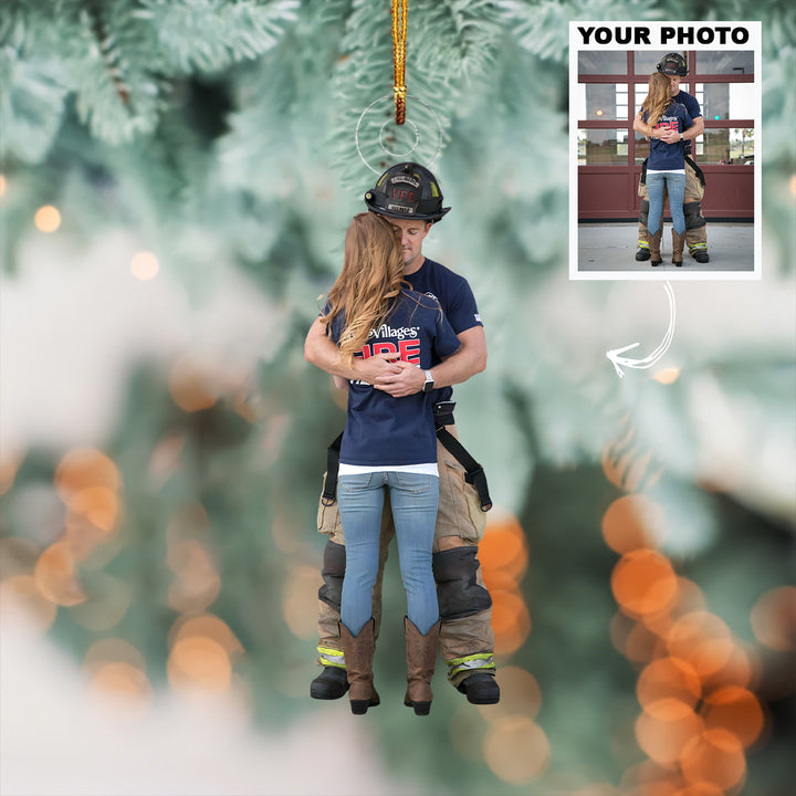 Stronger Together - Personalized Photo Mica Ornament - Christmas Gift For Firefighter