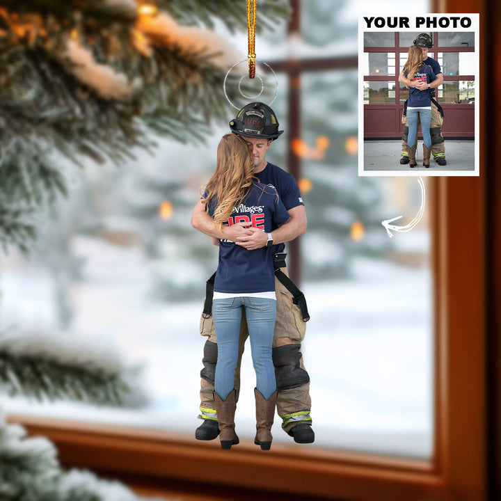 Stronger Together - Personalized Photo Mica Ornament - Christmas Gift For Firefighter