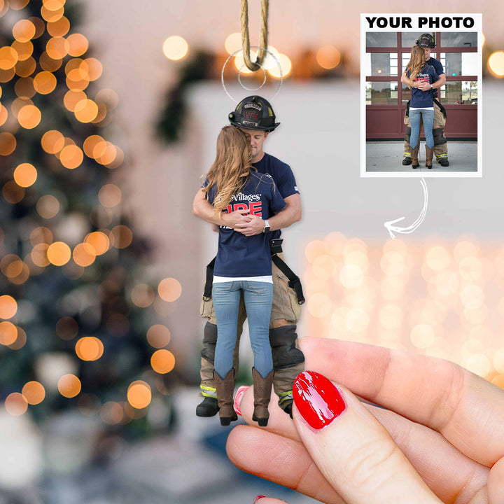 Stronger Together - Personalized Photo Mica Ornament - Christmas Gift For Firefighter
