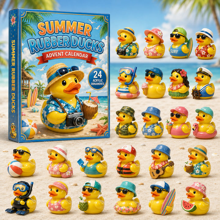 CHRISTMAS KICKOFF 40% OFF - Summer Rubber Ducks Advent Calendar 2026 - 24-Day Festive Countdown, Acrylic Charms Blind Box - Gift For Rubber Duck Lovers AC0TM282
