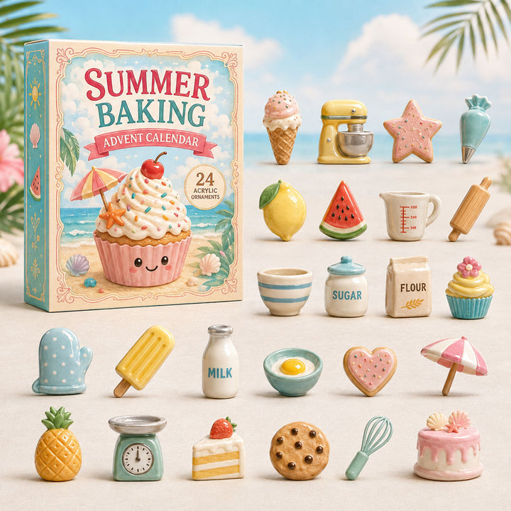 CHRISTMAS KICKOFF 40% OFF - Summer Baking Advent Calendar 2026 - 24-Day Festive Countdown, Acrylic Charms Blind Box - Gift For Baking Lovers AC0TM076