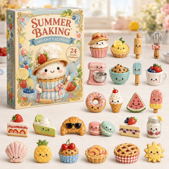 CHRISTMAS KICKOFF 40% OFF - Summer Baking Advent Calendar 2026 - 24-Day Festive Countdown, Acrylic Charms Blind Box - Gift For Baking Lovers AC0TM078