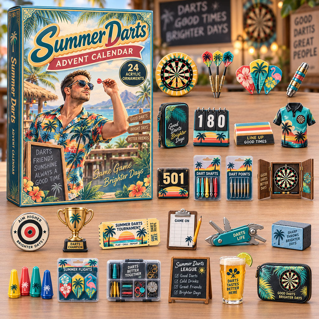 CHRISTMAS KICKOFF 40% OFF - Summer Darts Advent Calendar 2026 - 24-Day Festive Countdown, Acrylic Charms Blind Box - Gift For Darts Lovers AC0NT275