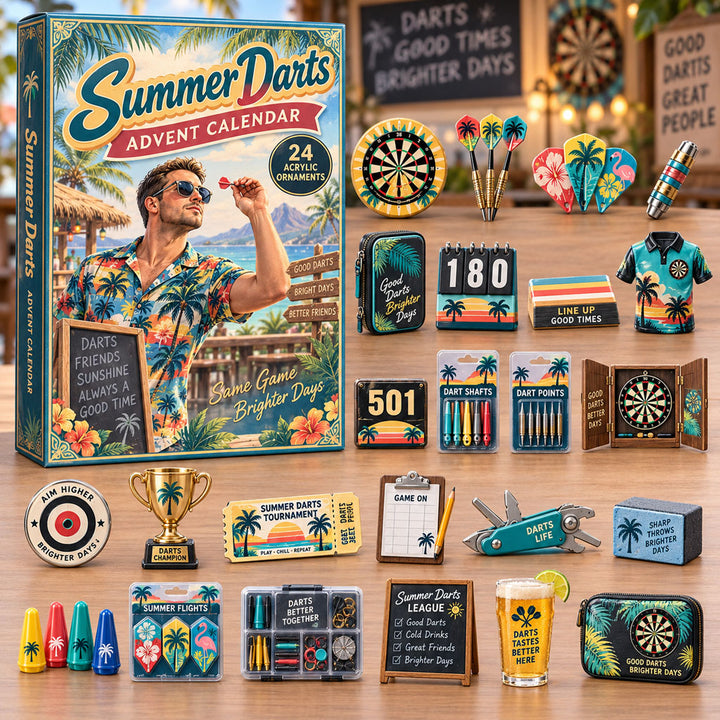 CHRISTMAS KICKOFF 40% OFF - Summer Darts Advent Calendar 2026 - 24-Day Festive Countdown, Acrylic Charms Blind Box - Gift For Darts Lovers AC0NT275
