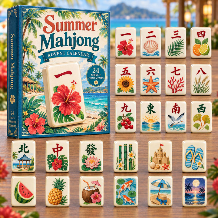CHRISTMAS KICKOFF 40% OFF - Summer Mahjong Advent Calendar 2026 - 24-Day Festive Countdown, Acrylic Charms Blind Box - Gift For Mahjong Lovers AC0NT279