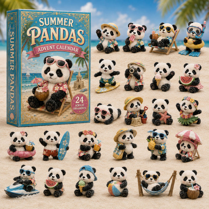 CHRISTMAS KICKOFF 40% OFF - Summer Pandas Advent Calendar 2026 - 24-Day Festive Countdown, Acrylic Charms Blind Box - Gift For Panda Lovers AC0TM093