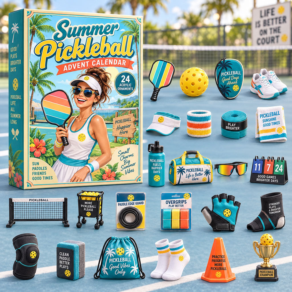 CHRISTMAS KICKOFF 40% OFF - Summer Pickleball Advent Calendar 2026 - 24-Day Festive Countdown, Acrylic Charms Blind Box - Gift For Pickleball Lovers AC0NT284