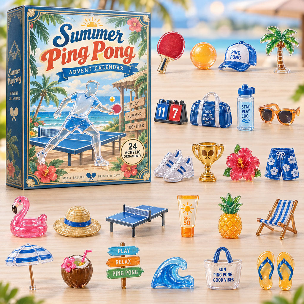 CHRISTMAS KICKOFF 40% OFF - Summer Ping Pong Advent Calendar 2026 - 24-Day Festive Countdown, Acrylic Charms Blind Box - Gift For Ping Pong Lovers AC0NT289
