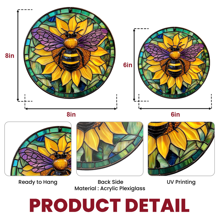 Sunlit Bumblebee - Stained Glass Window Hanging Suncatcher NCU0TH020
