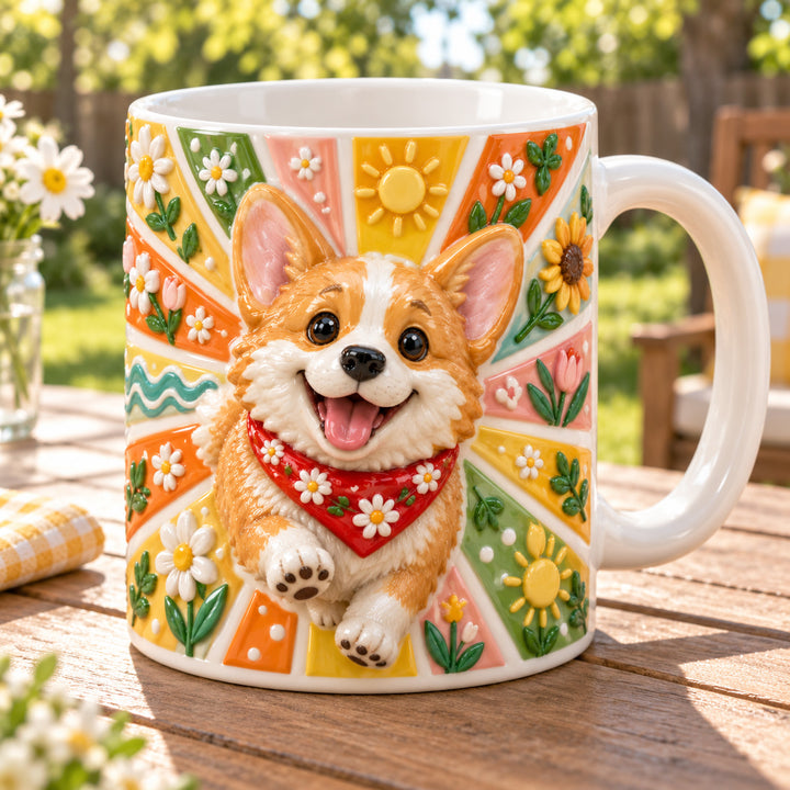Sunshine Corgi 3D Effect Printed Accent Mug NCU0HT269